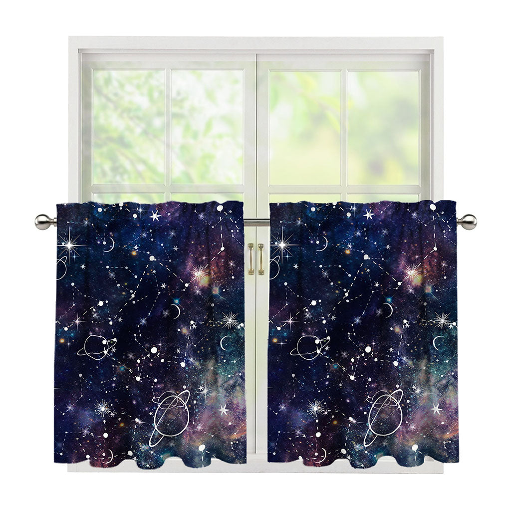 Constellation Galaxy Space Print Tier Curtains