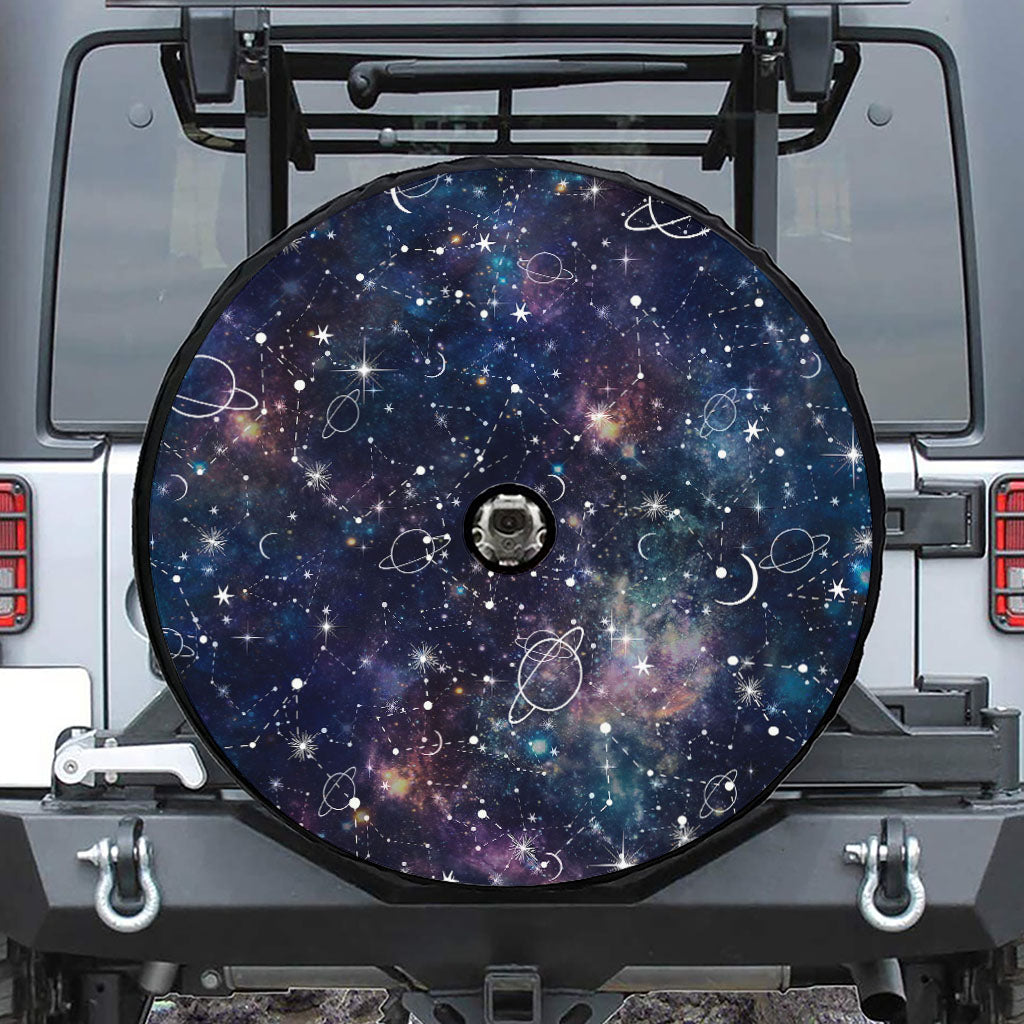 Constellation Galaxy Space Print Tire Cover With Camera Hole