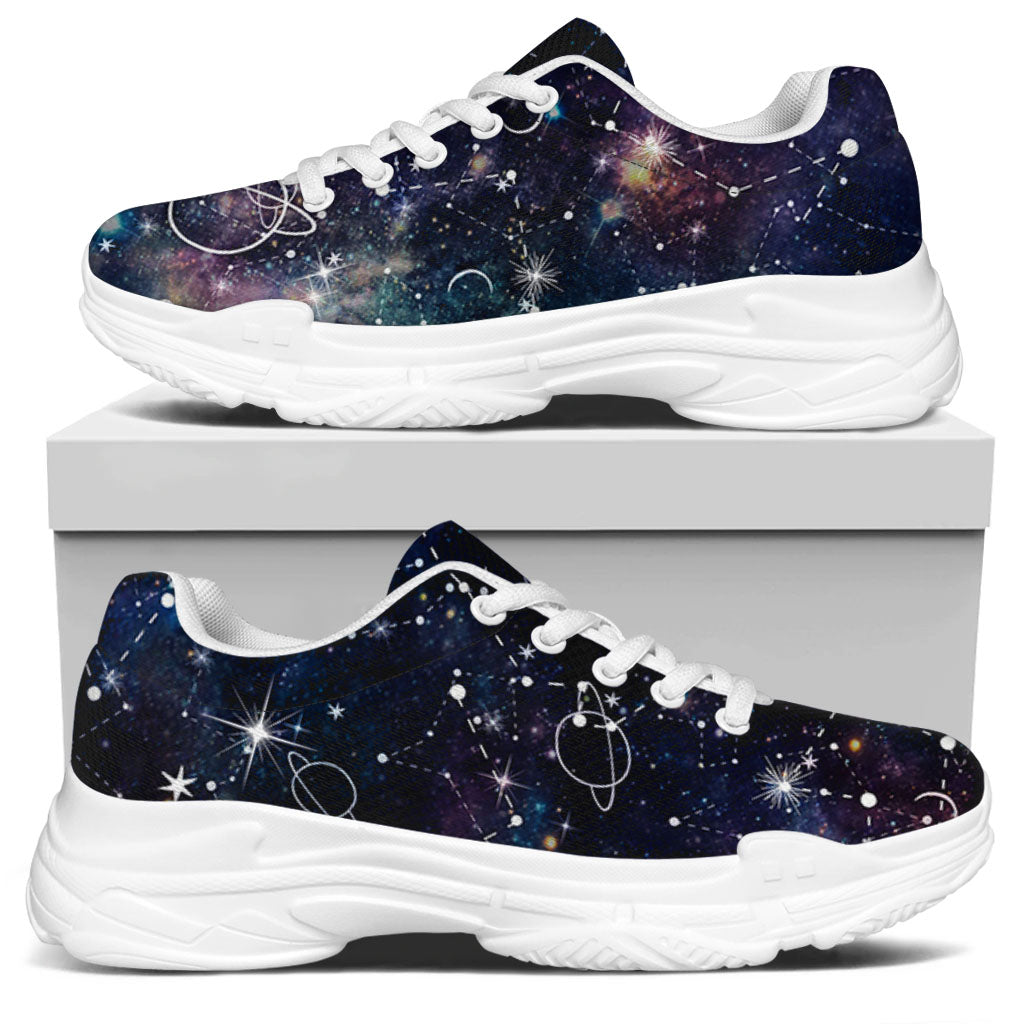 Constellation Galaxy Space Print White Chunky Shoes