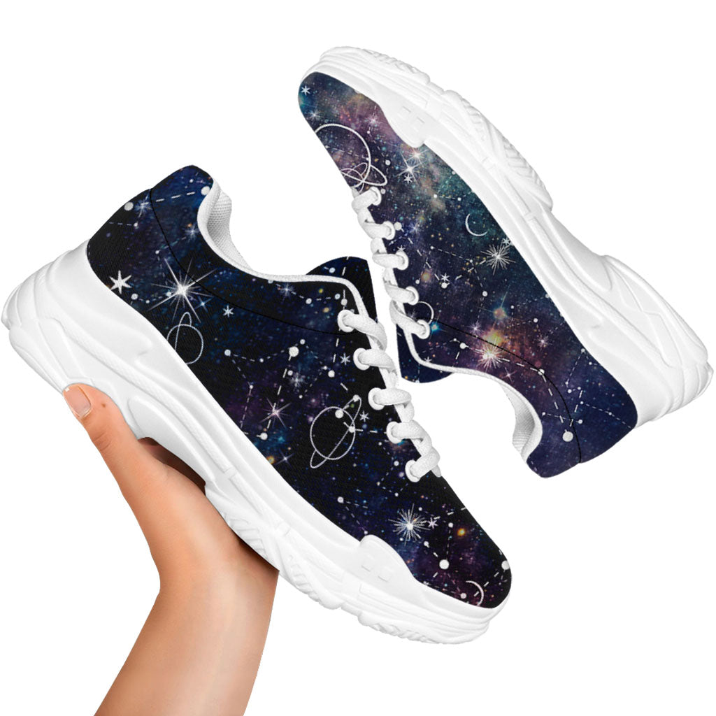 Constellation Galaxy Space Print White Chunky Shoes