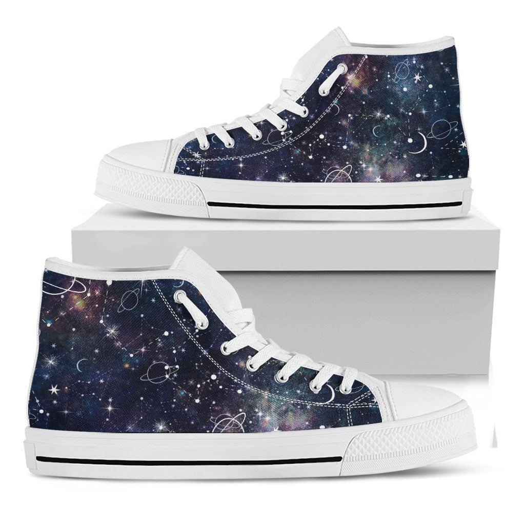 Constellation Galaxy Space Print White High Top Sneakers