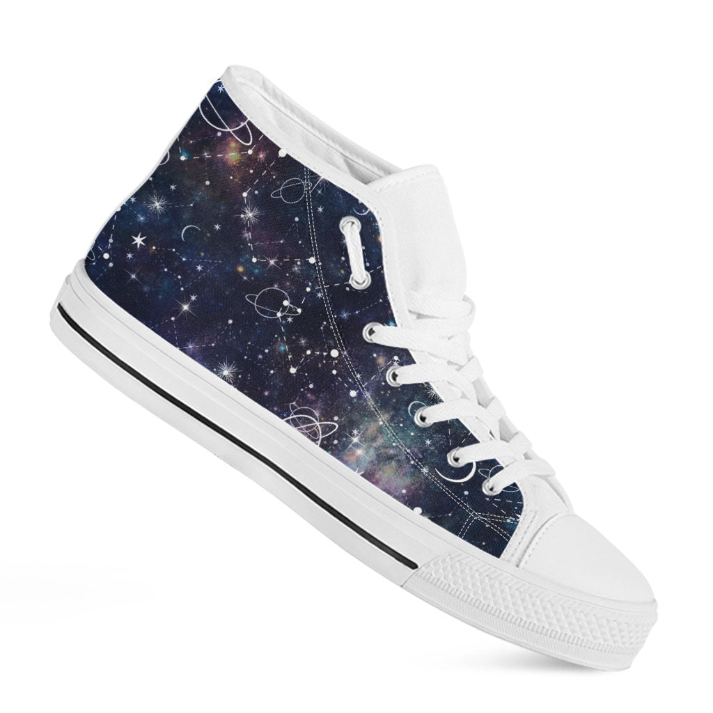 Constellation Galaxy Space Print White High Top Sneakers