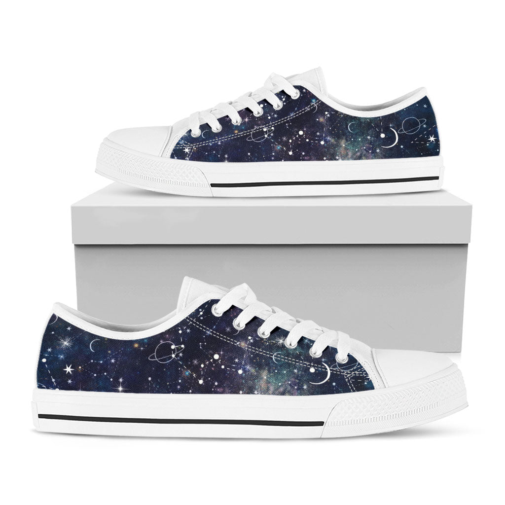 Constellation Galaxy Space Print White Low Top Sneakers