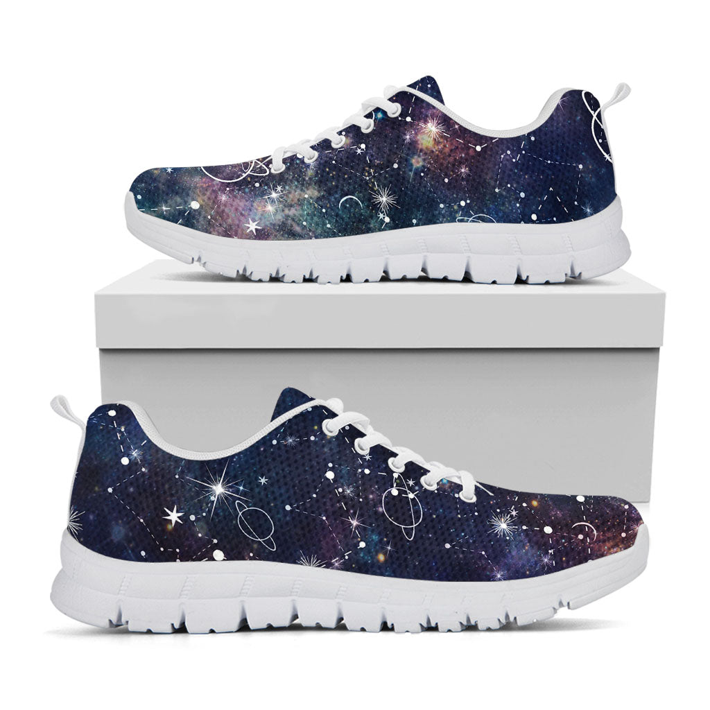 Constellation Galaxy Space Print White Running Shoes