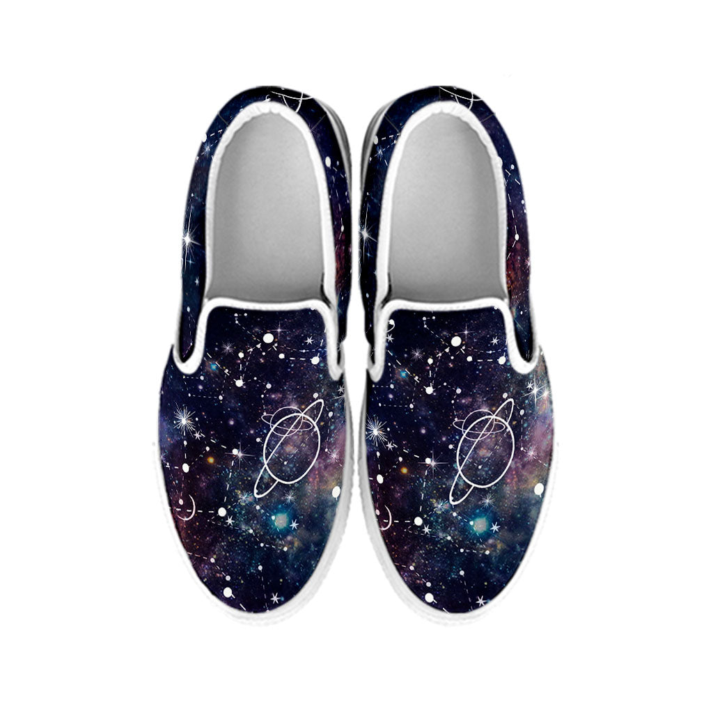 Constellation Galaxy Space Print White Slip On Sneakers