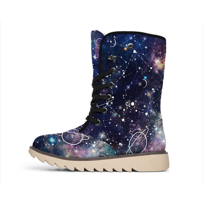 Constellation Galaxy Space Print Winter Boots