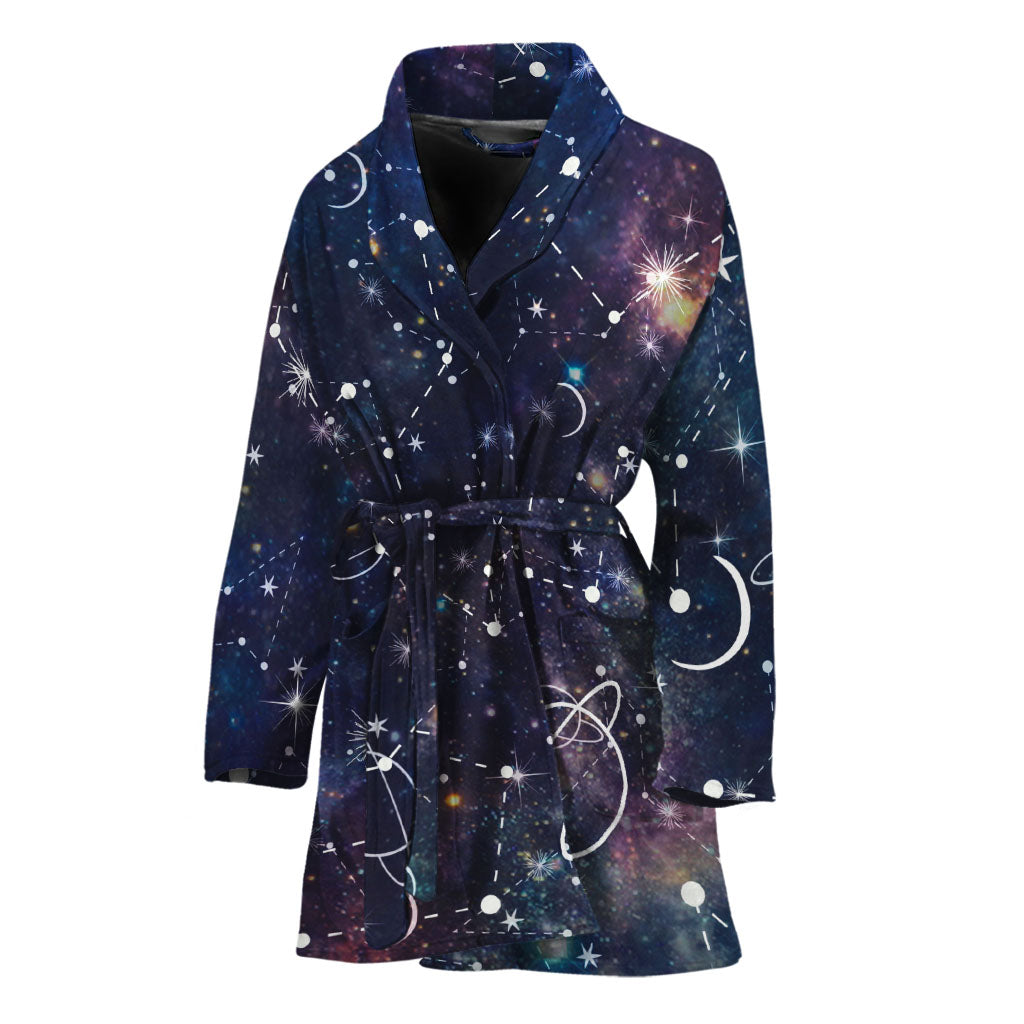 Constellation Galaxy Space Print Women's Bathrobe