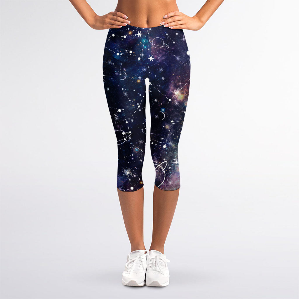 Constellation Galaxy Space Print Women's Capri Leggings