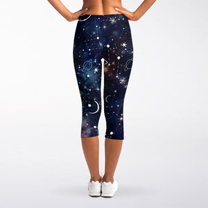 Constellation Galaxy Space Print Women's Capri Leggings