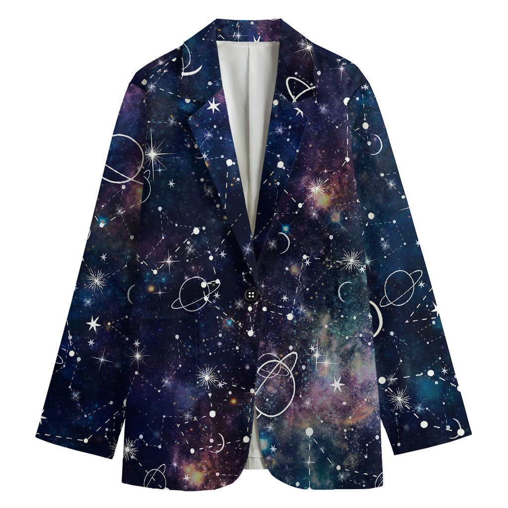 Constellation Galaxy Space Print Women's Cotton Blazer