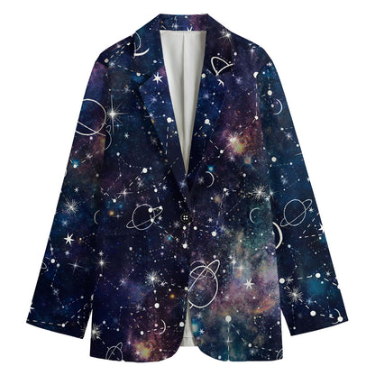 Constellation Galaxy Space Print Women's Cotton Blazer