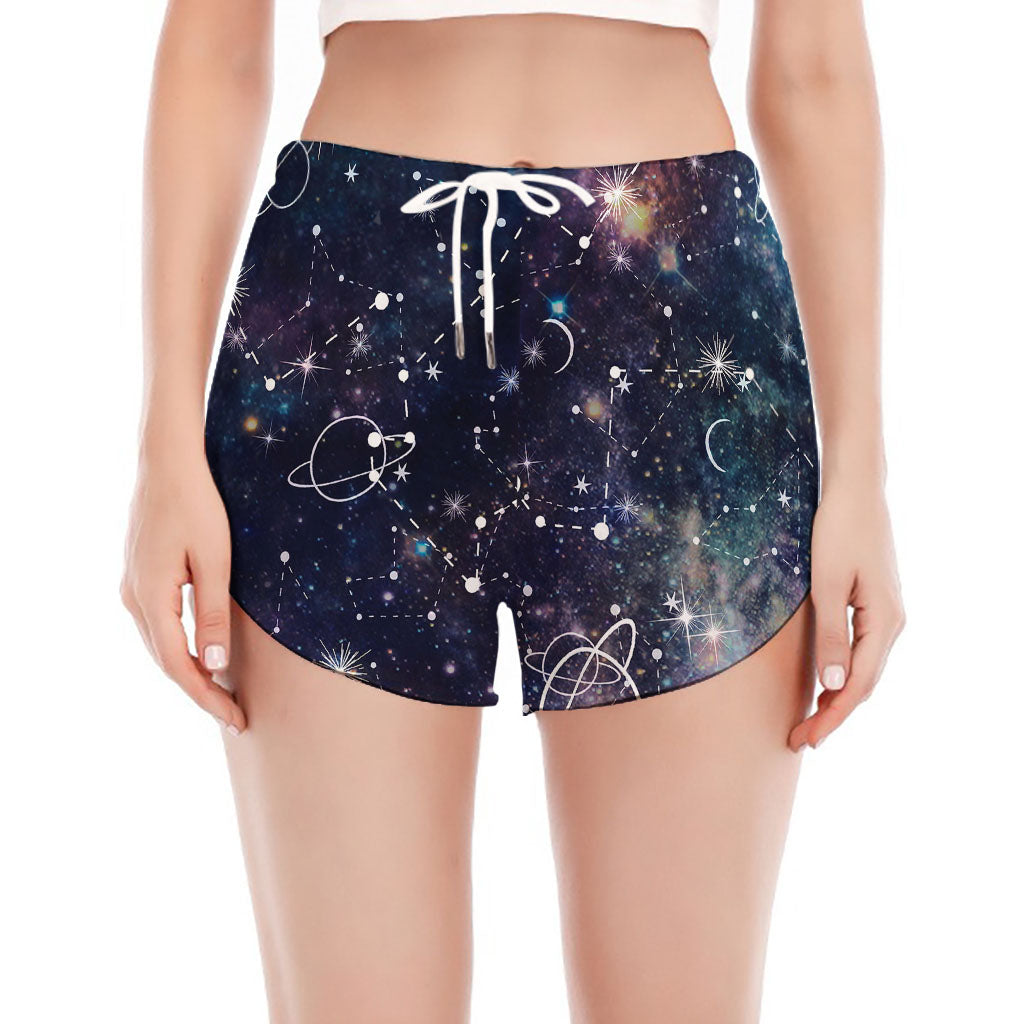 Constellation Galaxy Space Print Women's Split Running Shorts