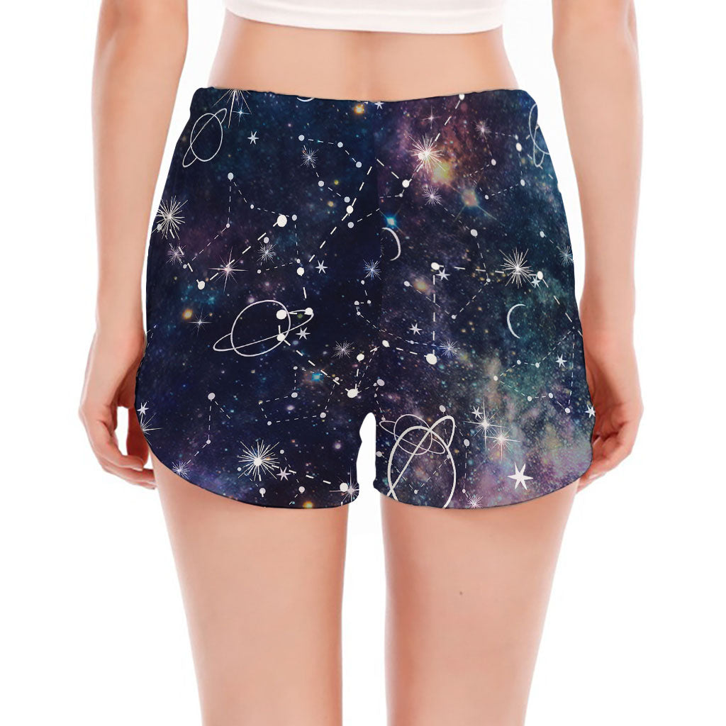 Constellation Galaxy Space Print Women's Split Running Shorts