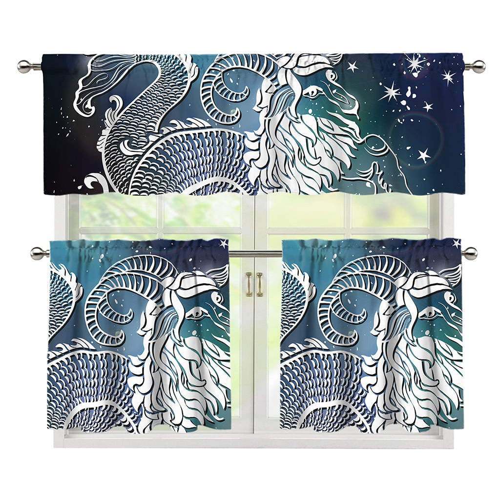 Constellation Of Capricorn Print 3 Piece Kitchen Curtains