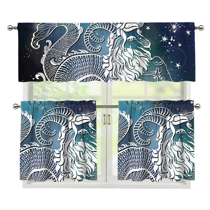Constellation Of Capricorn Print 3 Piece Kitchen Curtains