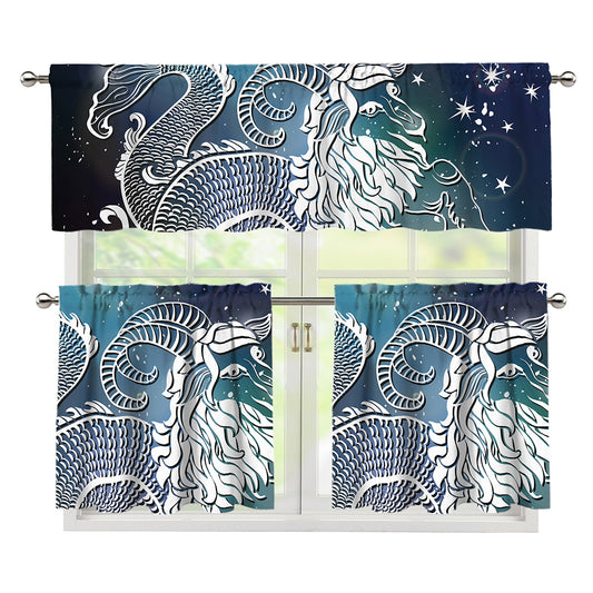 Constellation Of Capricorn Print 3 Piece Kitchen Curtains