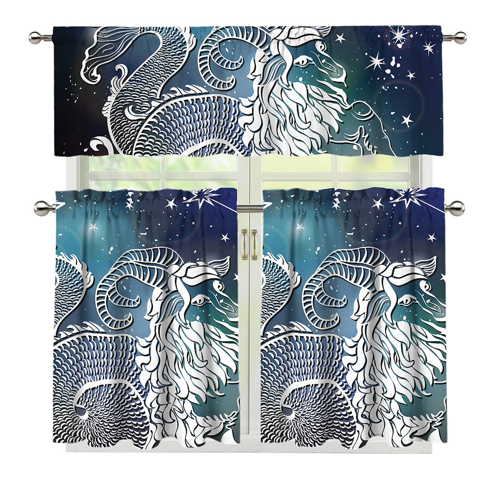Constellation Of Capricorn Print 3 Piece Kitchen Curtains