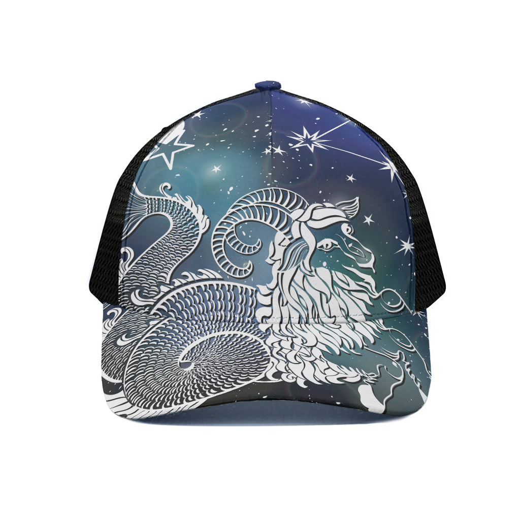 Constellation Of Capricorn Print Black Mesh Trucker Cap