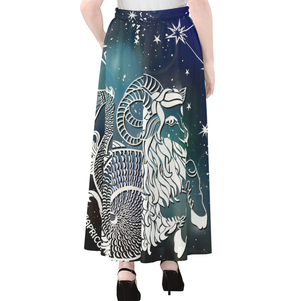 Constellation Of Capricorn Print Chiffon Maxi Skirt