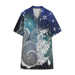 Constellation Of Capricorn Print Cotton Hawaiian Shirt