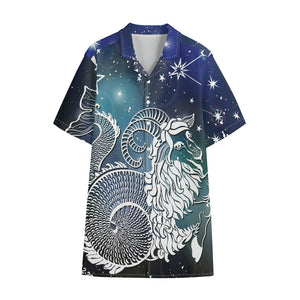 Constellation Of Capricorn Print Cotton Hawaiian Shirt