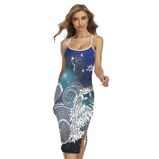 Constellation Of Capricorn Print Cross Back Cami Dress