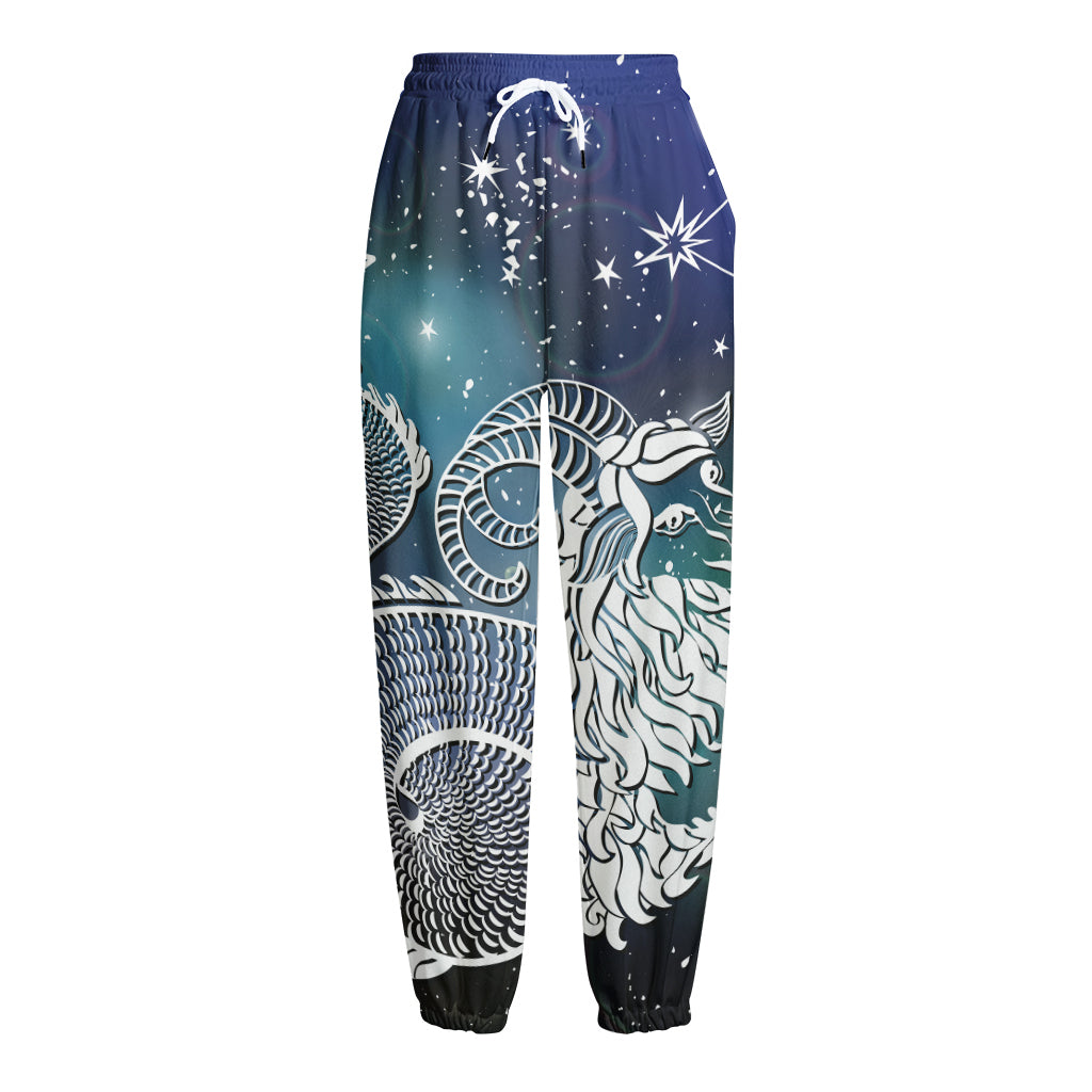 Constellation Of Capricorn Print Fleece Lined Knit Pants