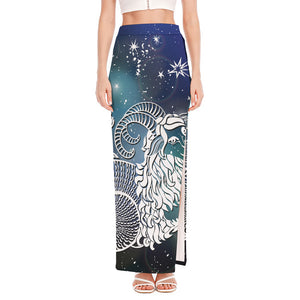 Constellation Of Capricorn Print High Slit Maxi Skirt