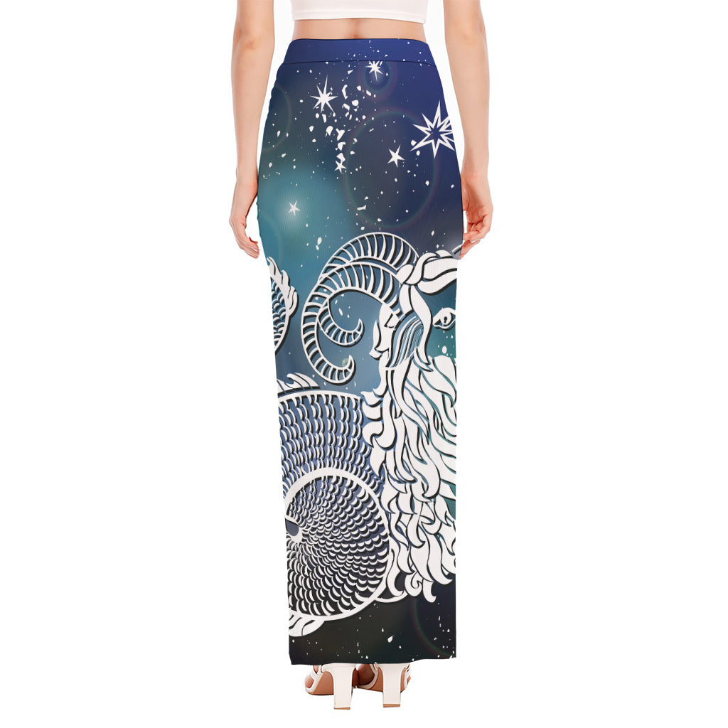 Constellation Of Capricorn Print High Slit Maxi Skirt