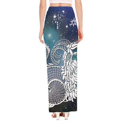 Constellation Of Capricorn Print High Slit Maxi Skirt