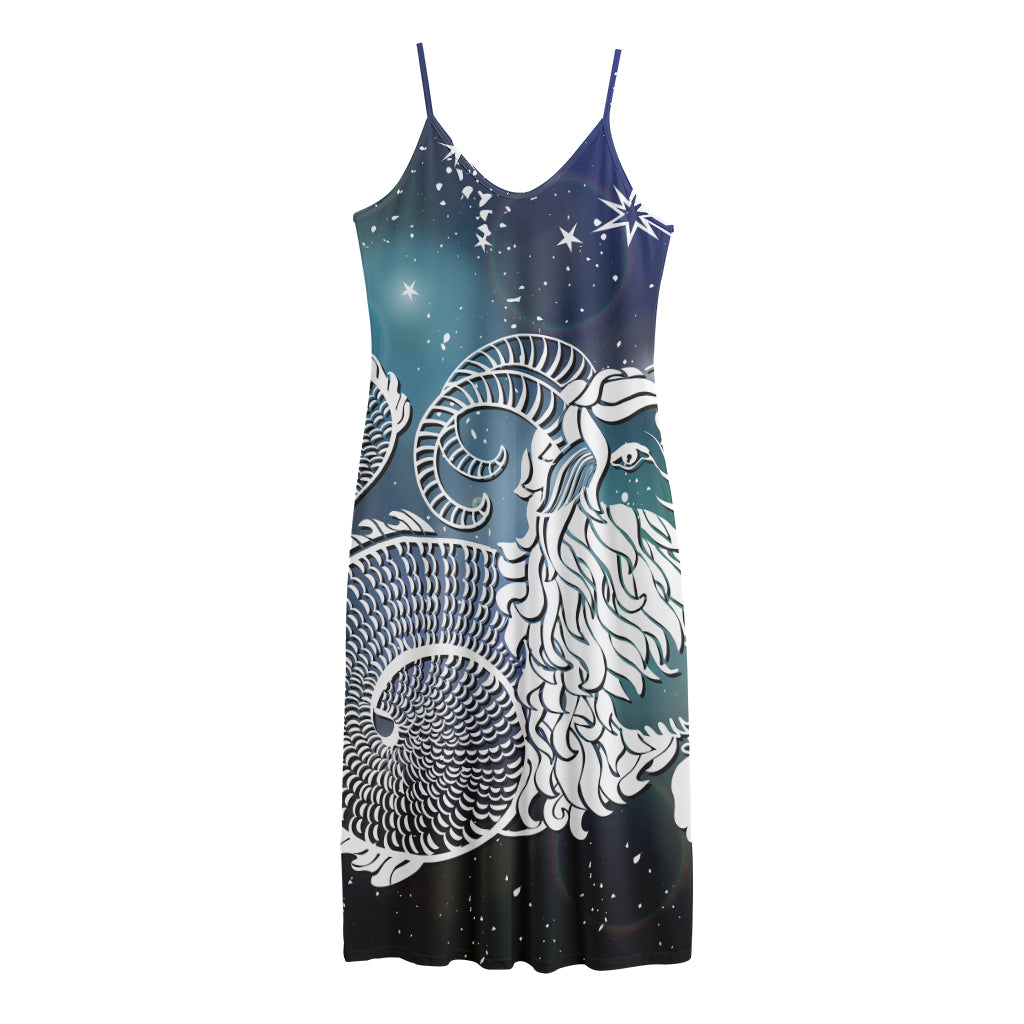 Constellation Of Capricorn Print Jersey Midi Cami Dress