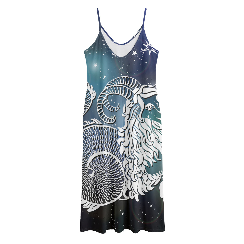 Constellation Of Capricorn Print Jersey Midi Cami Dress