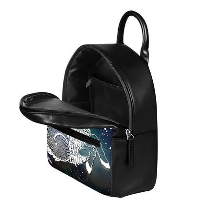 Constellation Of Capricorn Print Leather Backpack