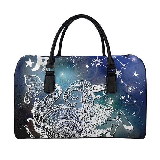 Constellation Of Capricorn Print Leather Duffle Bag