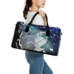 Constellation Of Capricorn Print Leather Duffle Bag