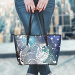 Constellation Of Capricorn Print Leather Tote Bag