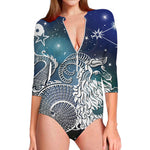 Constellation Of Capricorn Print Long Sleeve Swimsuit