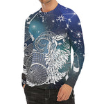 Constellation Of Capricorn Print Men's Long Sleeve Rash Guard