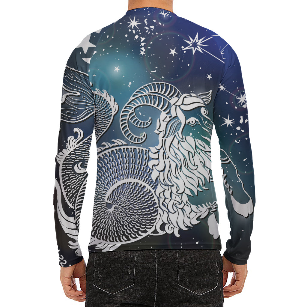 Constellation Of Capricorn Print Men's Long Sleeve Rash Guard