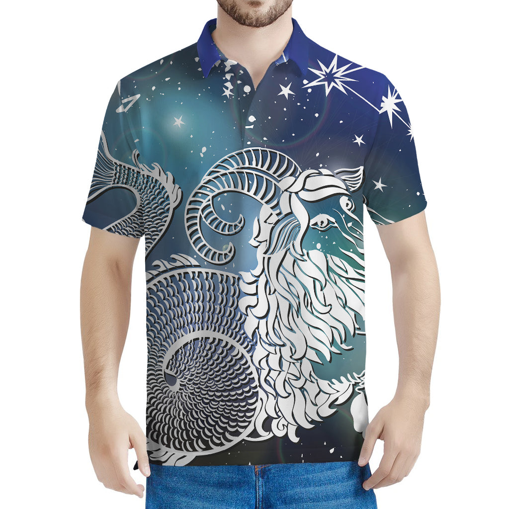 Constellation Of Capricorn Print Men's Polo Shirt