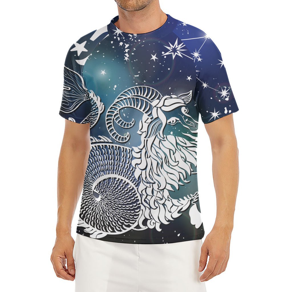 Constellation Of Capricorn Print Men's Short Sleeve Rash Guard