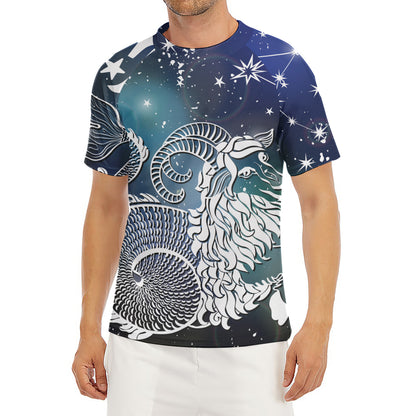Constellation Of Capricorn Print Men's Short Sleeve Rash Guard
