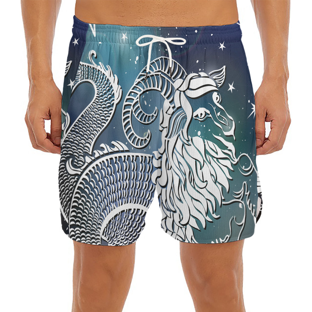 Constellation Of Capricorn Print Men's Split Running Shorts