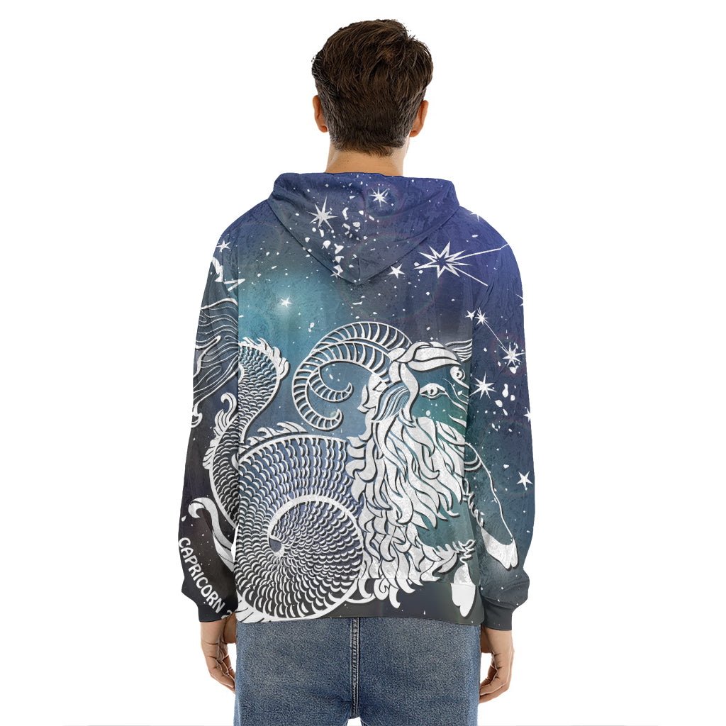 Constellation Of Capricorn Print Men's Velvet Pullover Hoodie