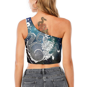 Constellation Of Capricorn Print One Shoulder Crop Top