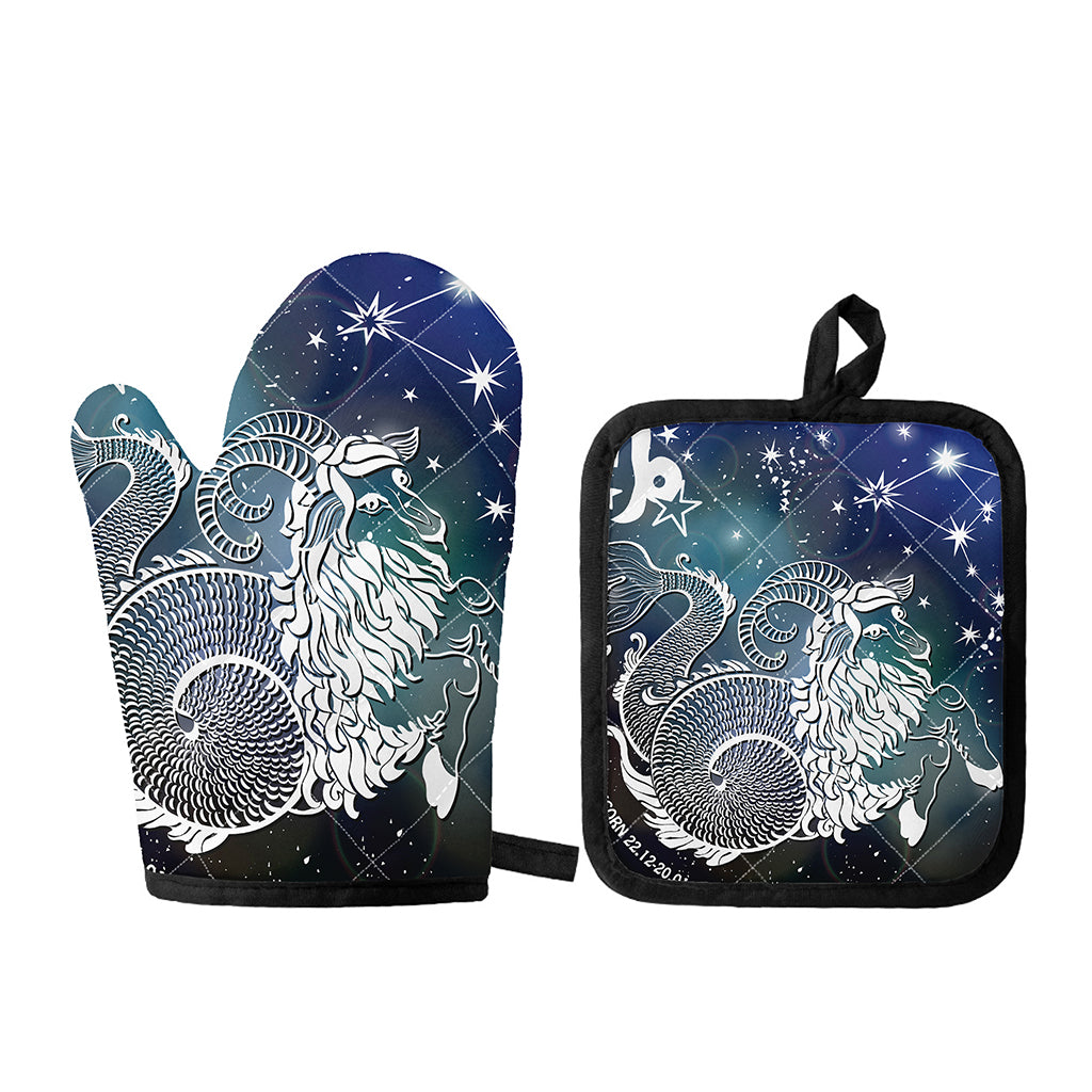 Constellation Of Capricorn Print Oven Mitt And Pot Holder Set