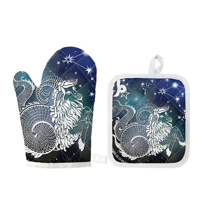 Constellation Of Capricorn Print Oven Mitt And Pot Holder Set
