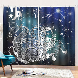 Constellation Of Capricorn Print Pencil Pleat Curtains