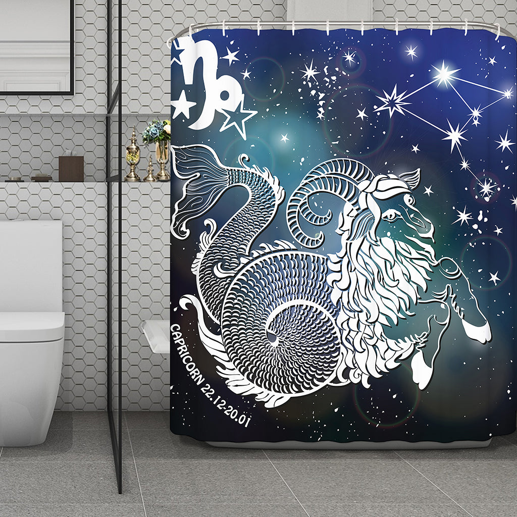 Constellation Of Capricorn Print Polyester Shower Curtain