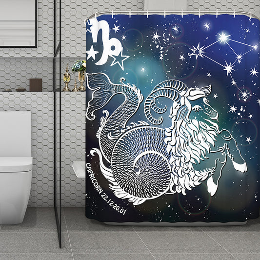 Constellation Of Capricorn Print Polyester Shower Curtain